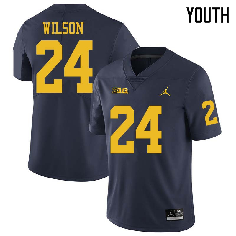 Jordan Brand Youth #24 Tru Wilson Michigan Wolverines College Football Jerseys Sale-Navy